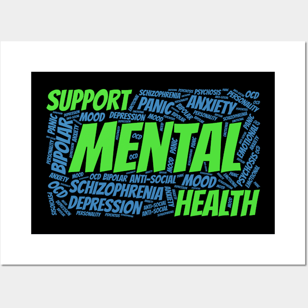 Mental Health Awareness Word Cloud Wall Art by TeeShirt_Expressive